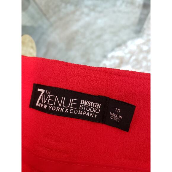 7th Avenue 2 Piece Suit Womens L/14 Red Pockets Slim Fit Notch Lapel Tie Waist - Picture 7 of 16